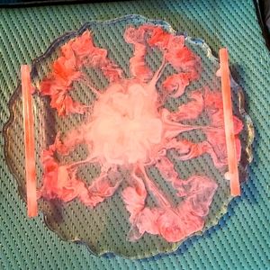 Epoxy resin coral pink tray.